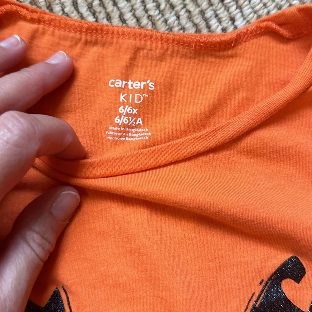 Carters girls size 6 Halloween pumpkin face shirt with pink cheeks long sleeve